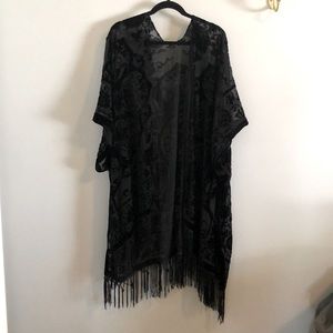 Velvet and sheer kimono